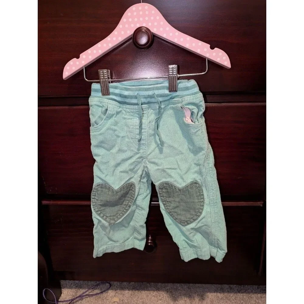 Baby Boden Green Corduroy Heart Pants 12-18